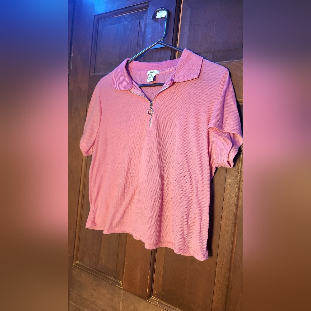 Rue 21 Pink Zip Tshirt